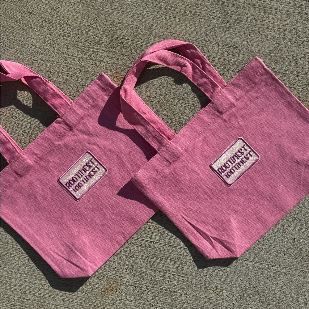 Bright Pink Tote Bag with Embroidered Patch